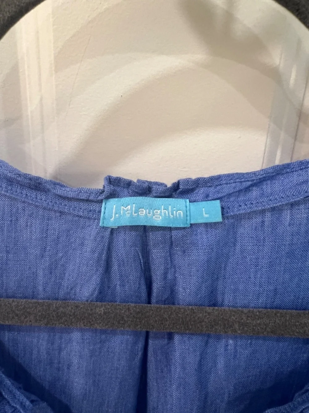 J MCLAUGHLIN Christa French Blue 100% Linen Tiered Dress Size L - Picture 4 of 9